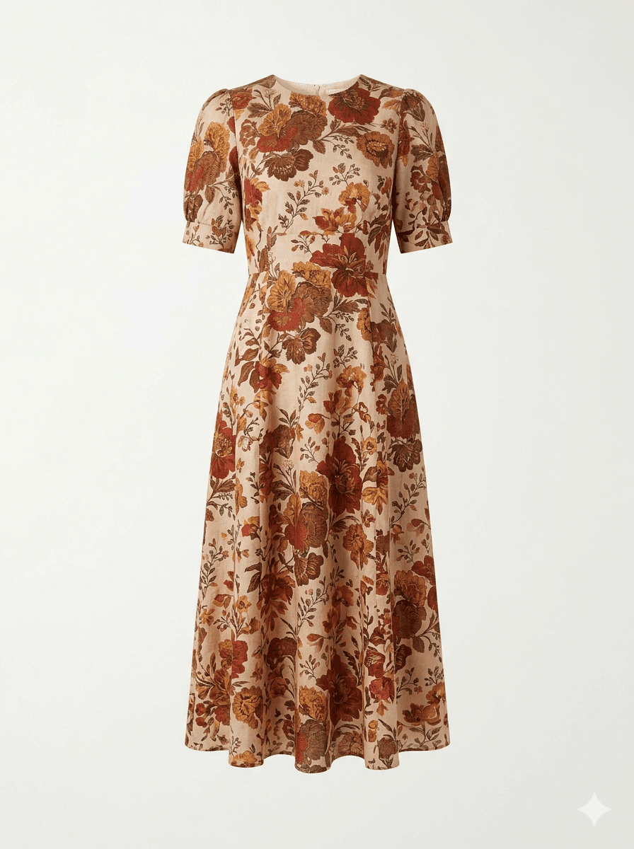 Elegant Floral Chiffon Midi Wrap Dress 3
