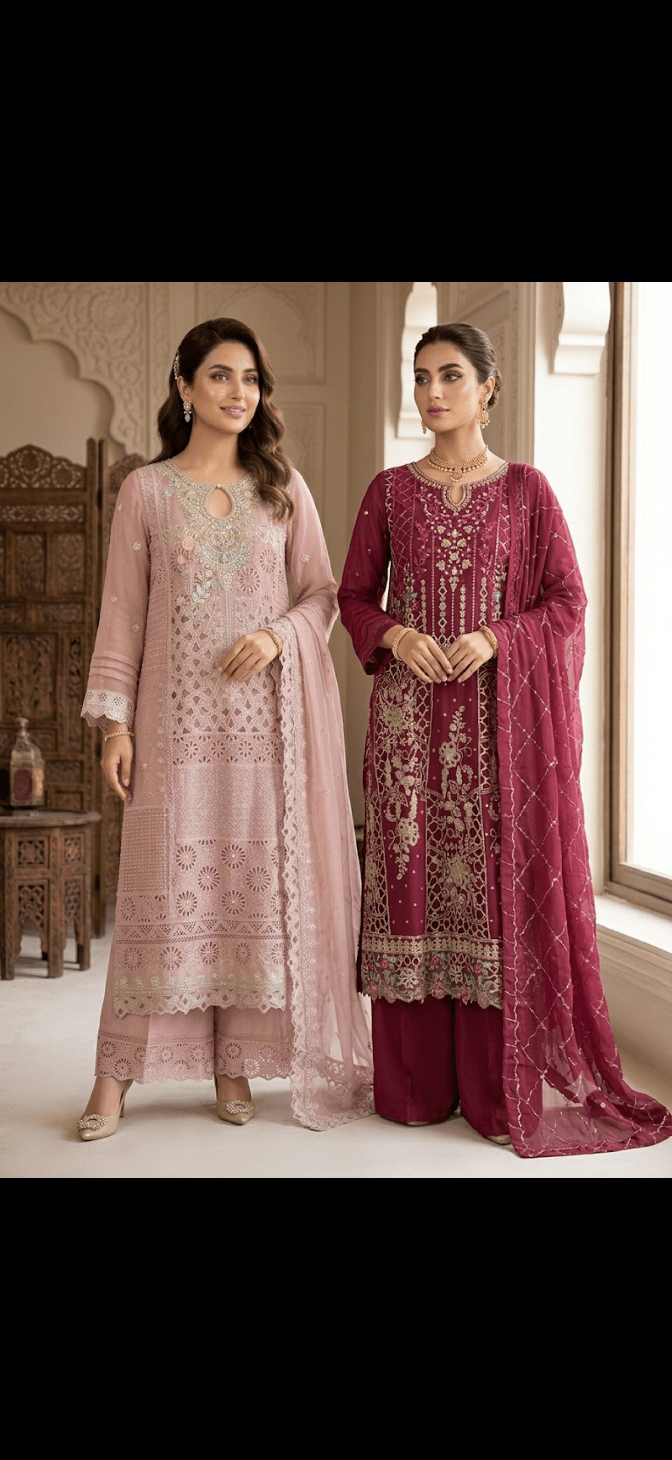 Regal Embroidered Net & Chiffon Suit