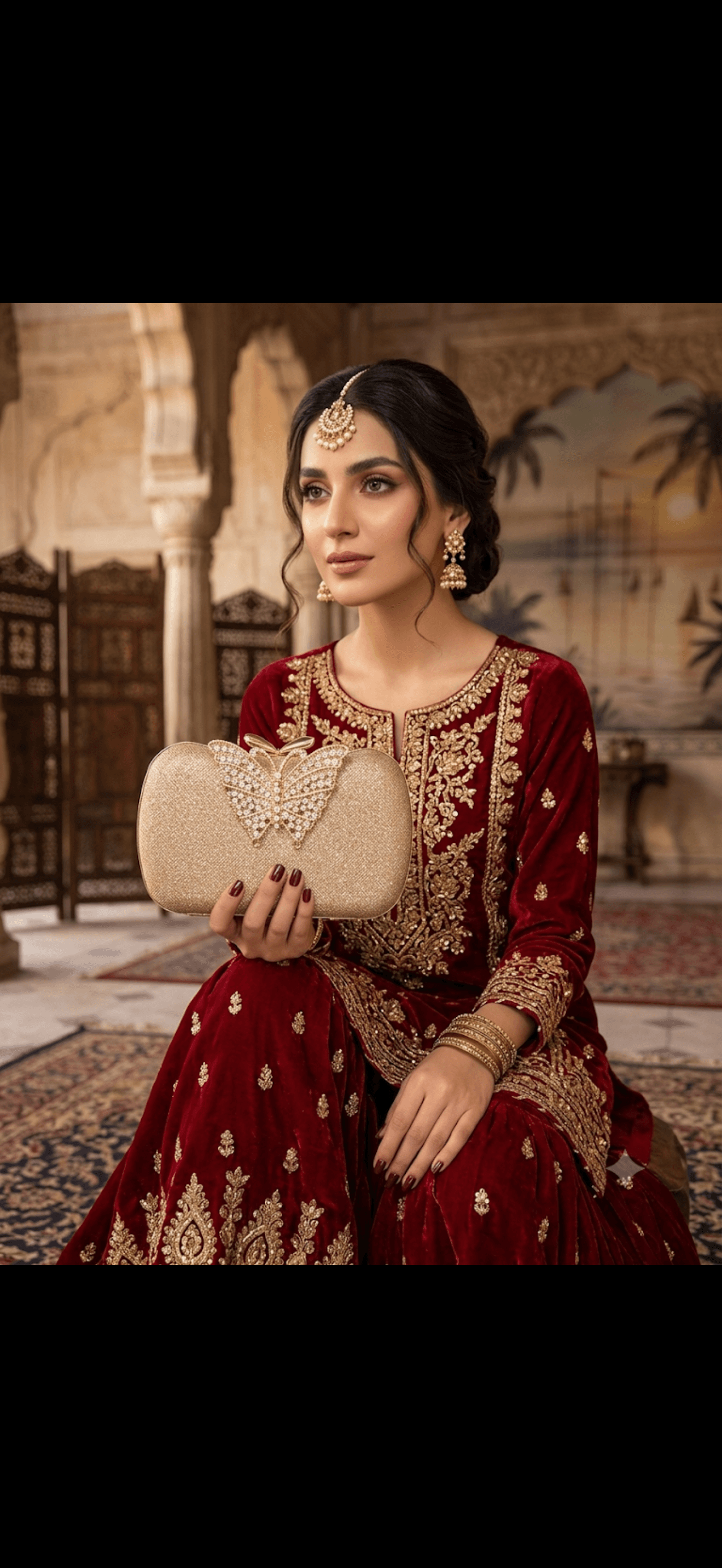Majestic Maroon Velvet Embroidered Tunic 3