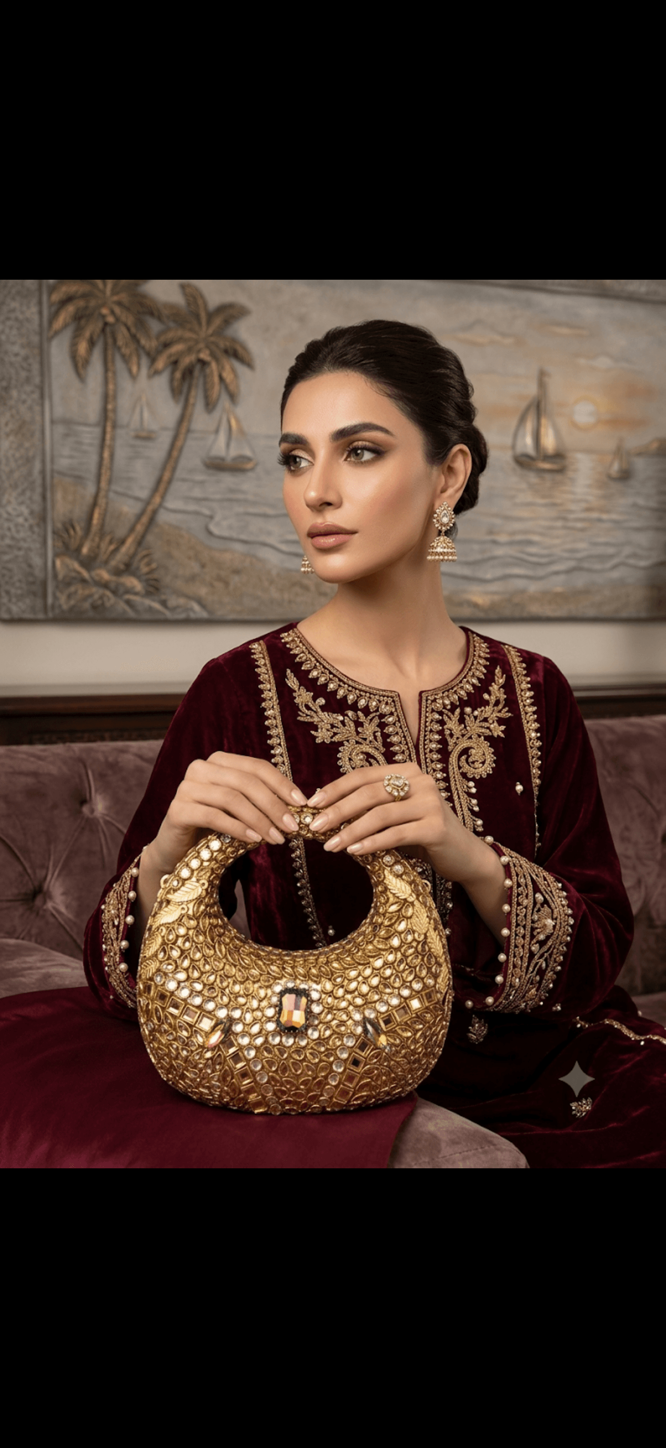 Majestic Maroon Velvet Embroidered Tunic
