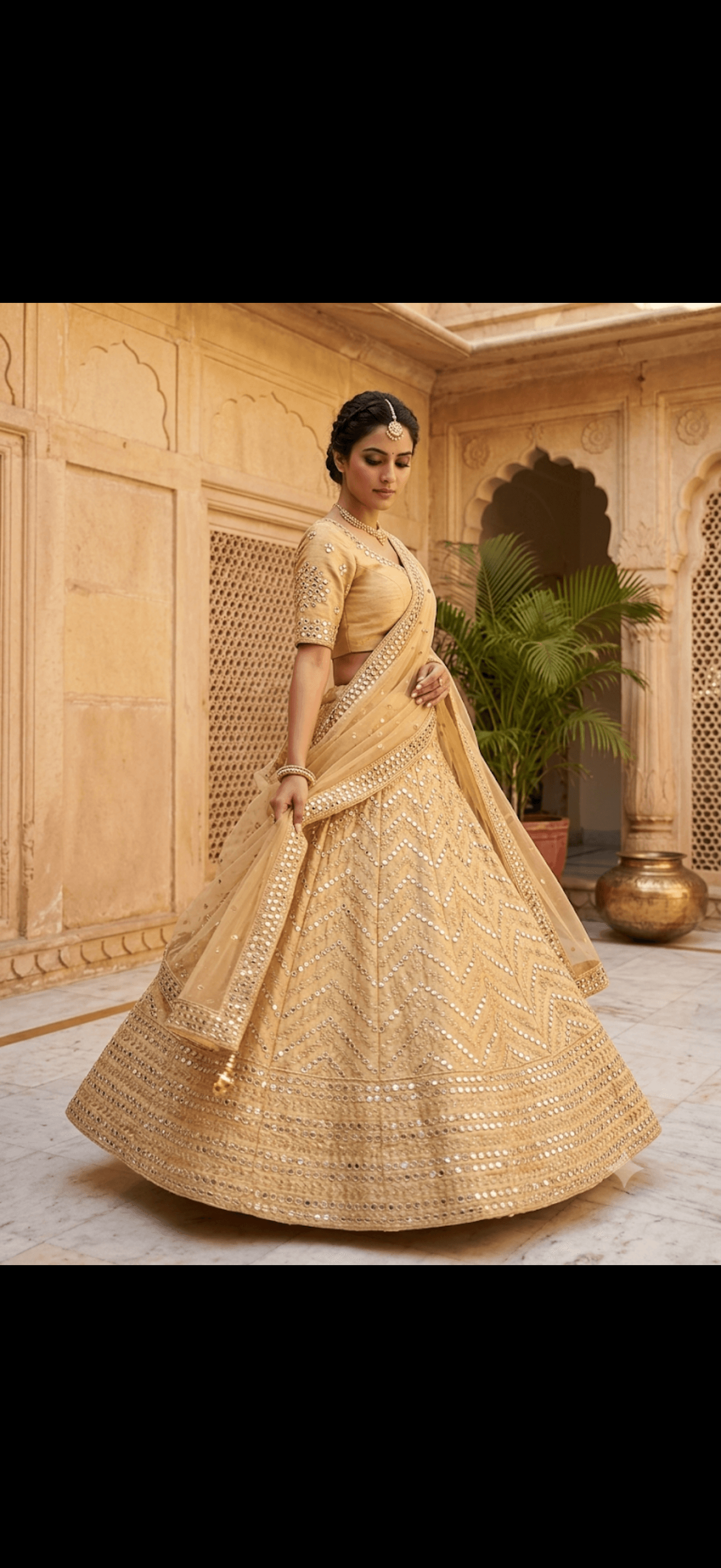 Golden Embroidered Sharara Set with Dupatta 2