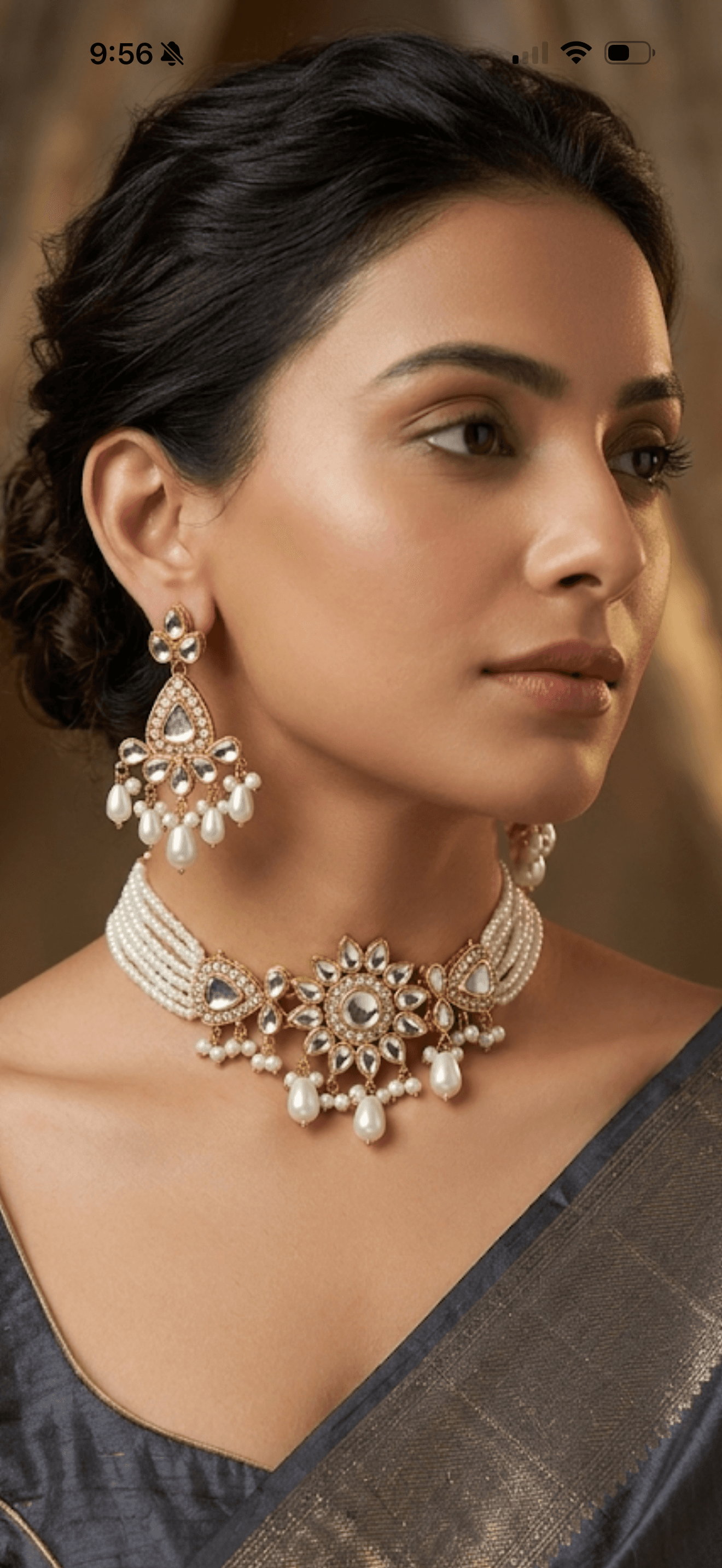 Elegant Pearl Choker Necklace and Earring Set 3