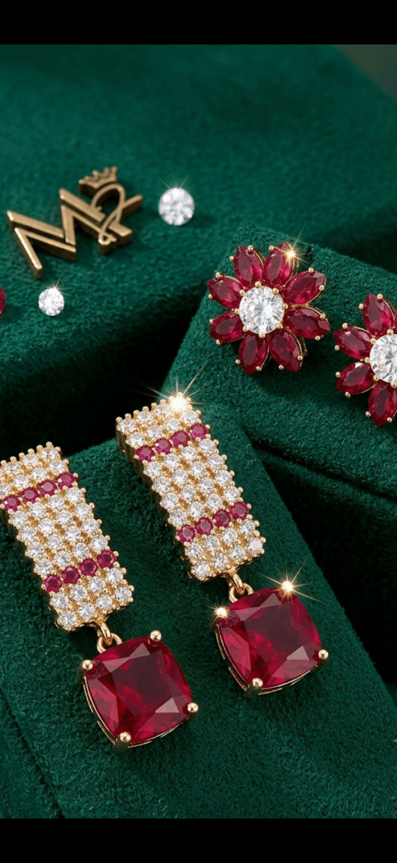 Regal Gemstone Crown Ear Climber Set 3
