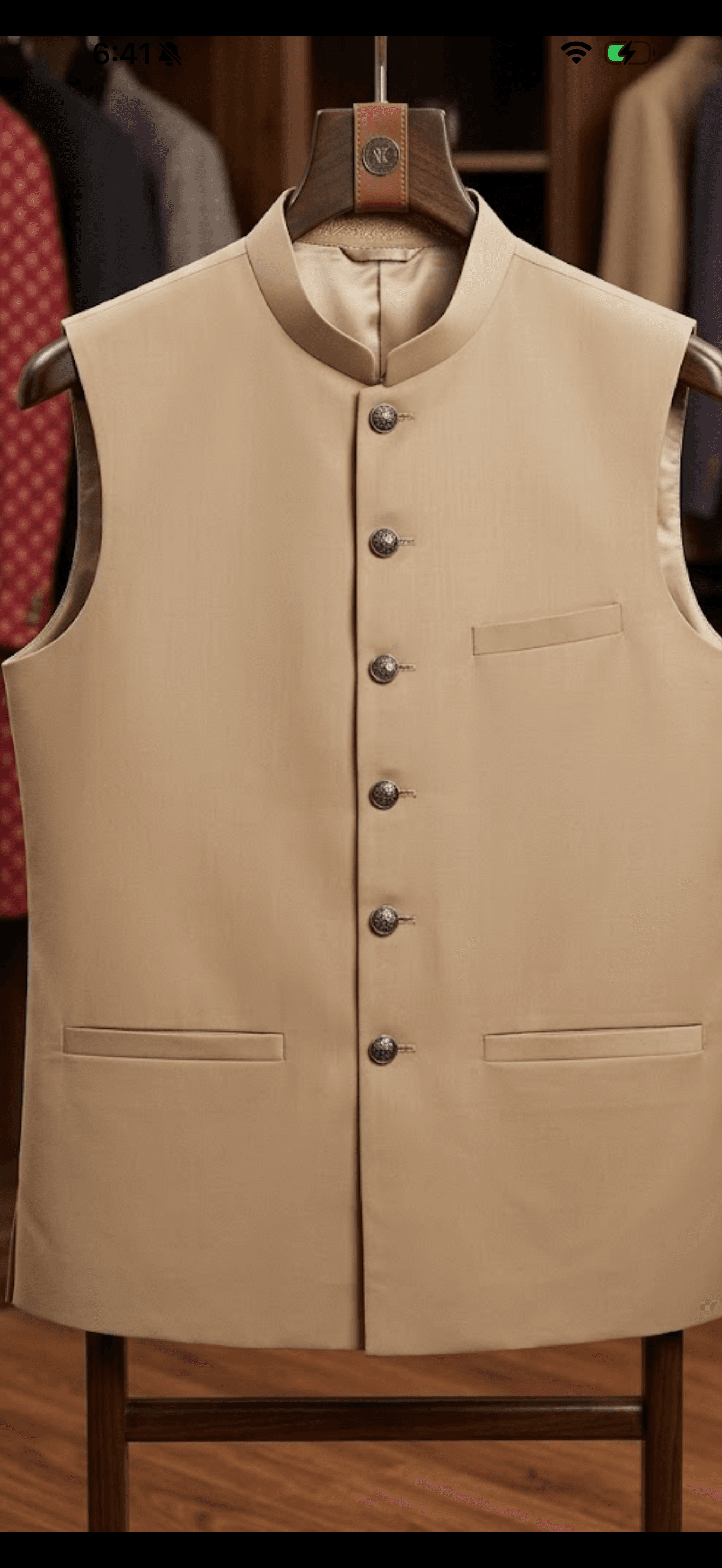 Elegant Black Jacquard Band Collar Waistcoat 2
