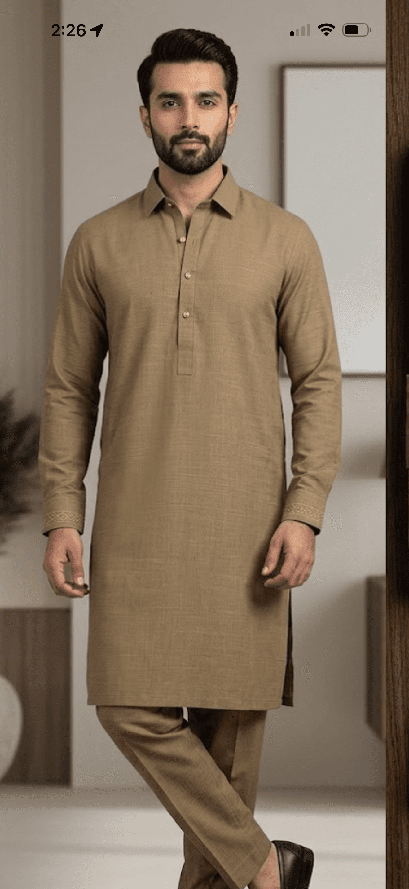 Classic Khaki Slim Fit Men's Shirt 2