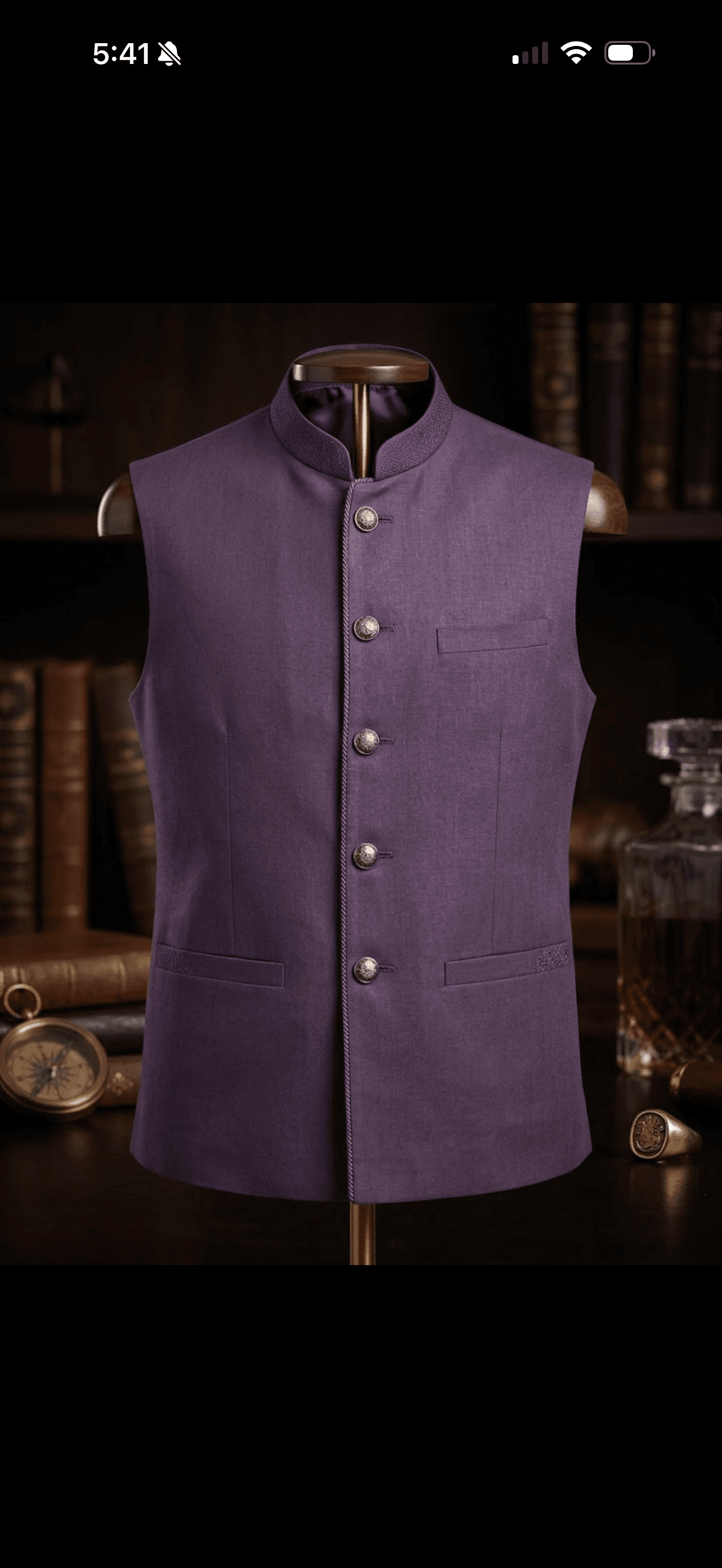 Elegant Grey Band Collar Waistcoat 5
