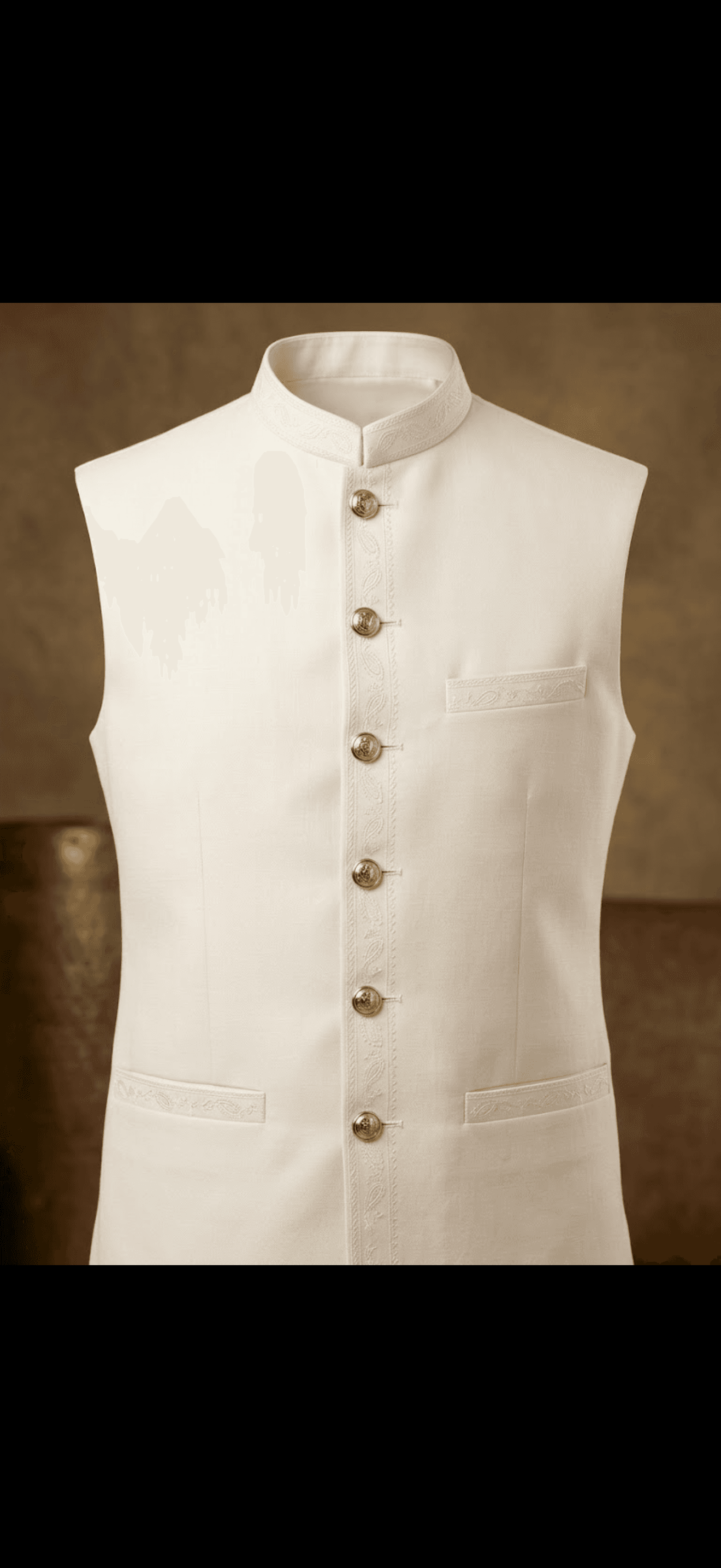 Elegant Grey Band Collar Waistcoat 6