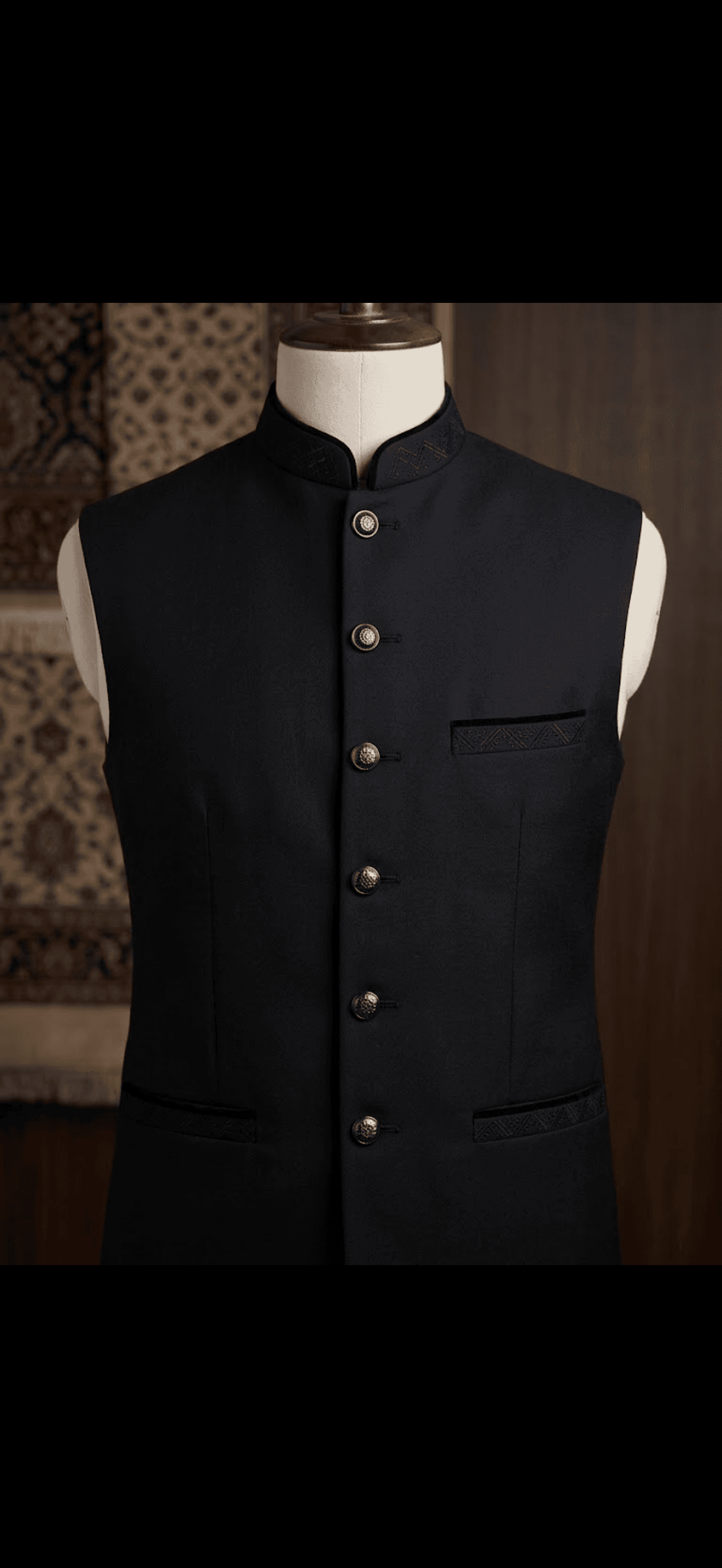 Elegant Grey Band Collar Waistcoat 7