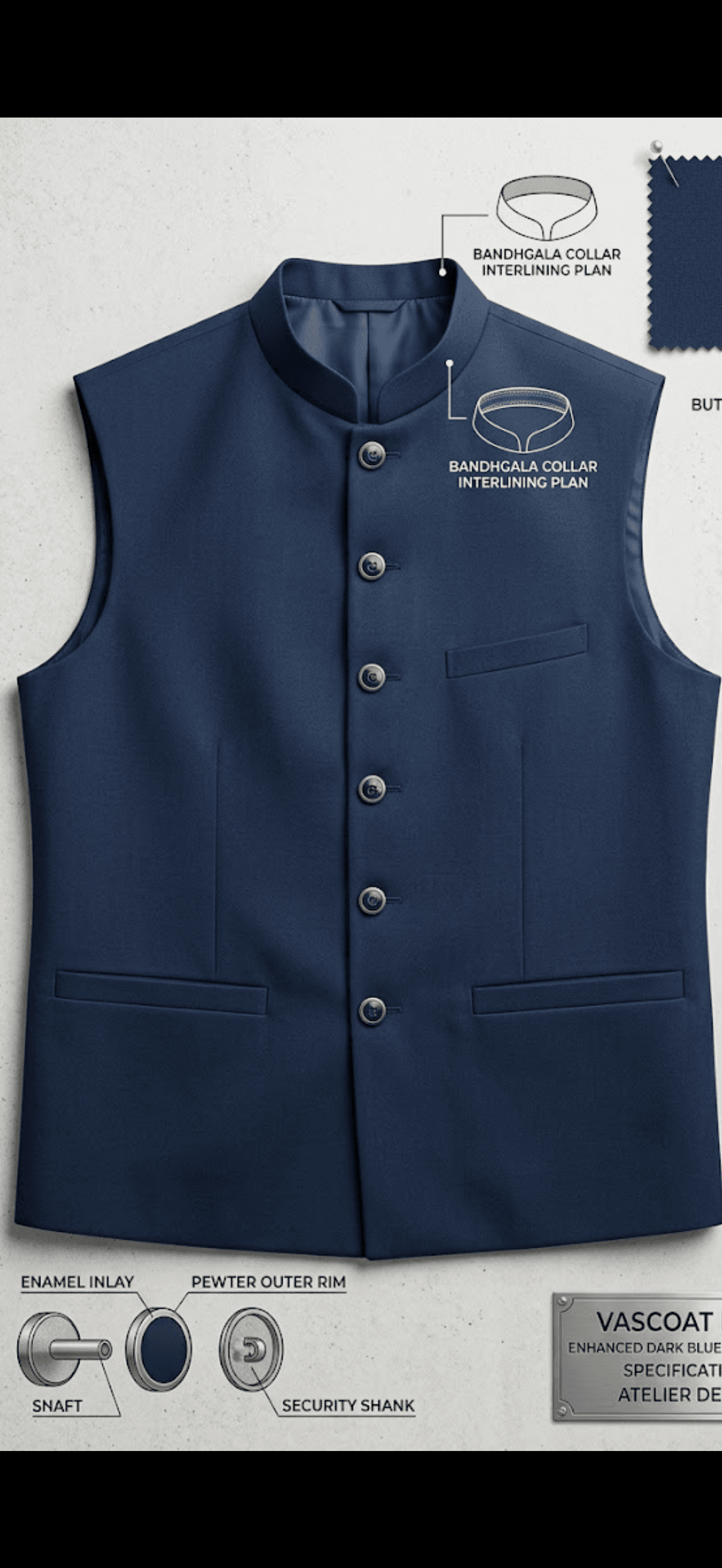 Elegant Grey Band Collar Waistcoat 11