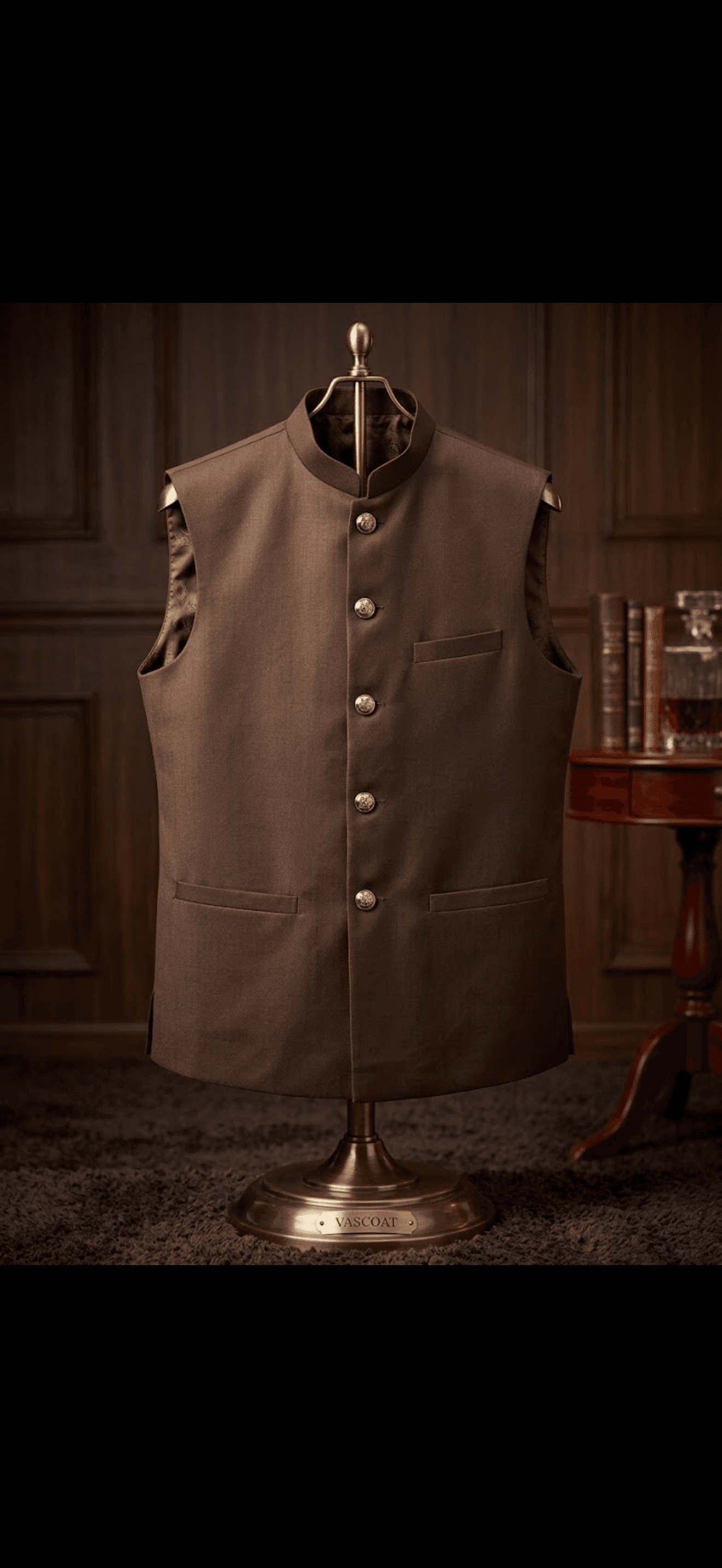 Regal Plum Mandarin Collar Waistcoat 2