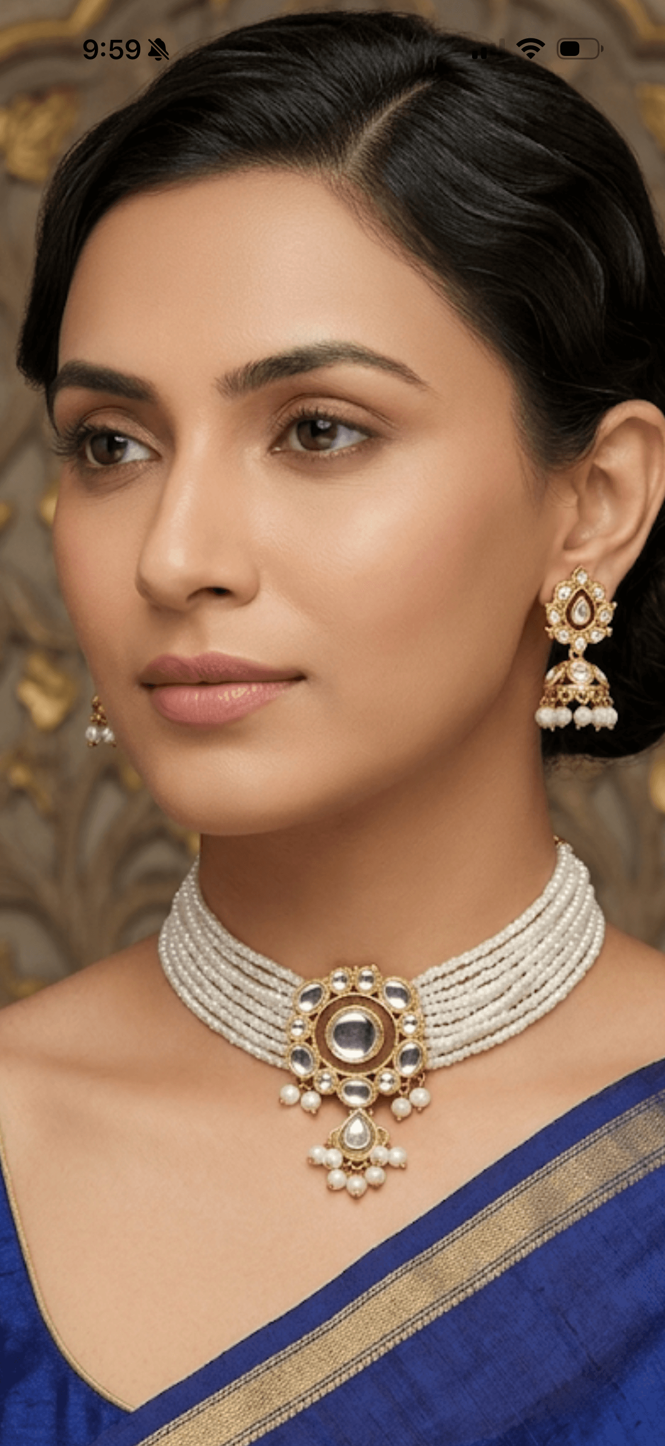 Elegant Pearl Choker Necklace and Earring Set