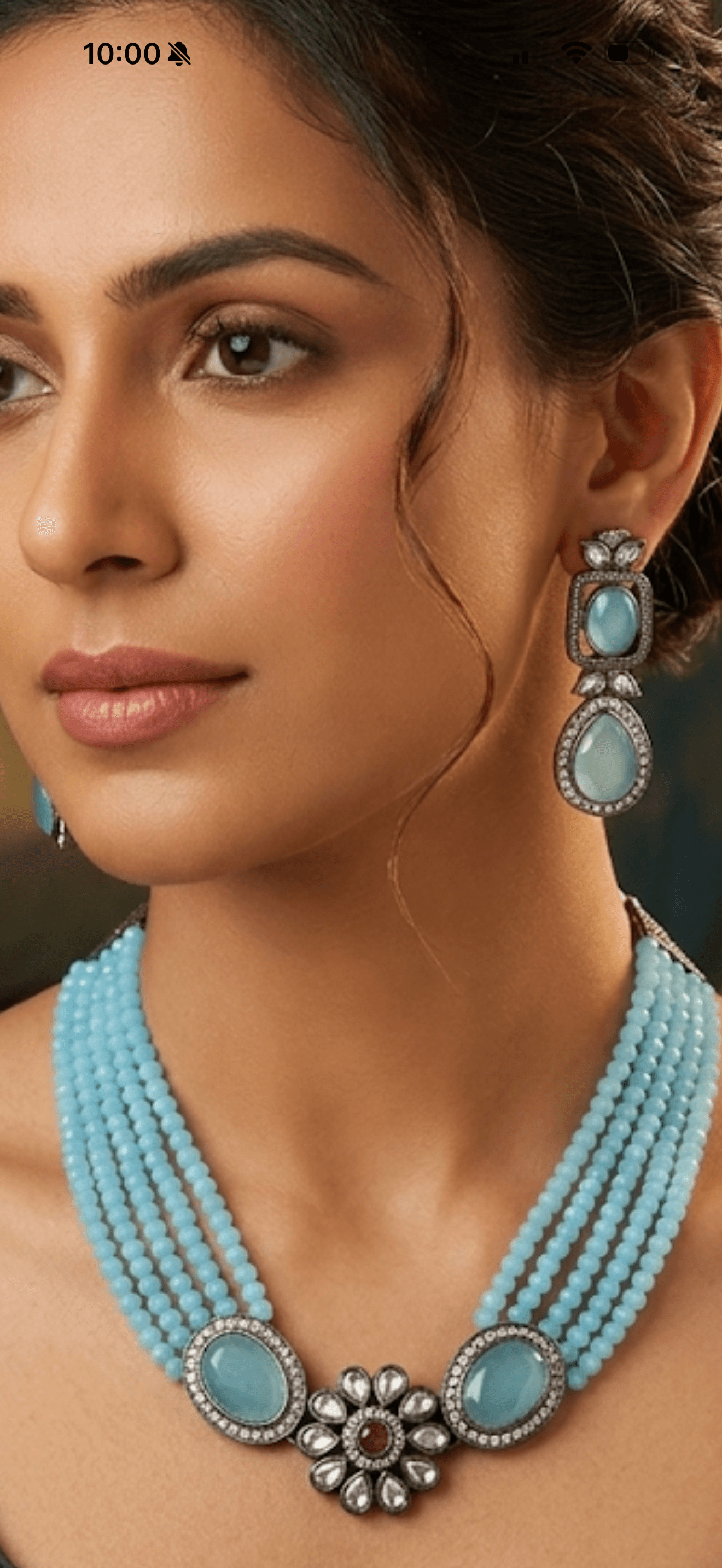 Aquamarine Beaded Necklace & Earring Set