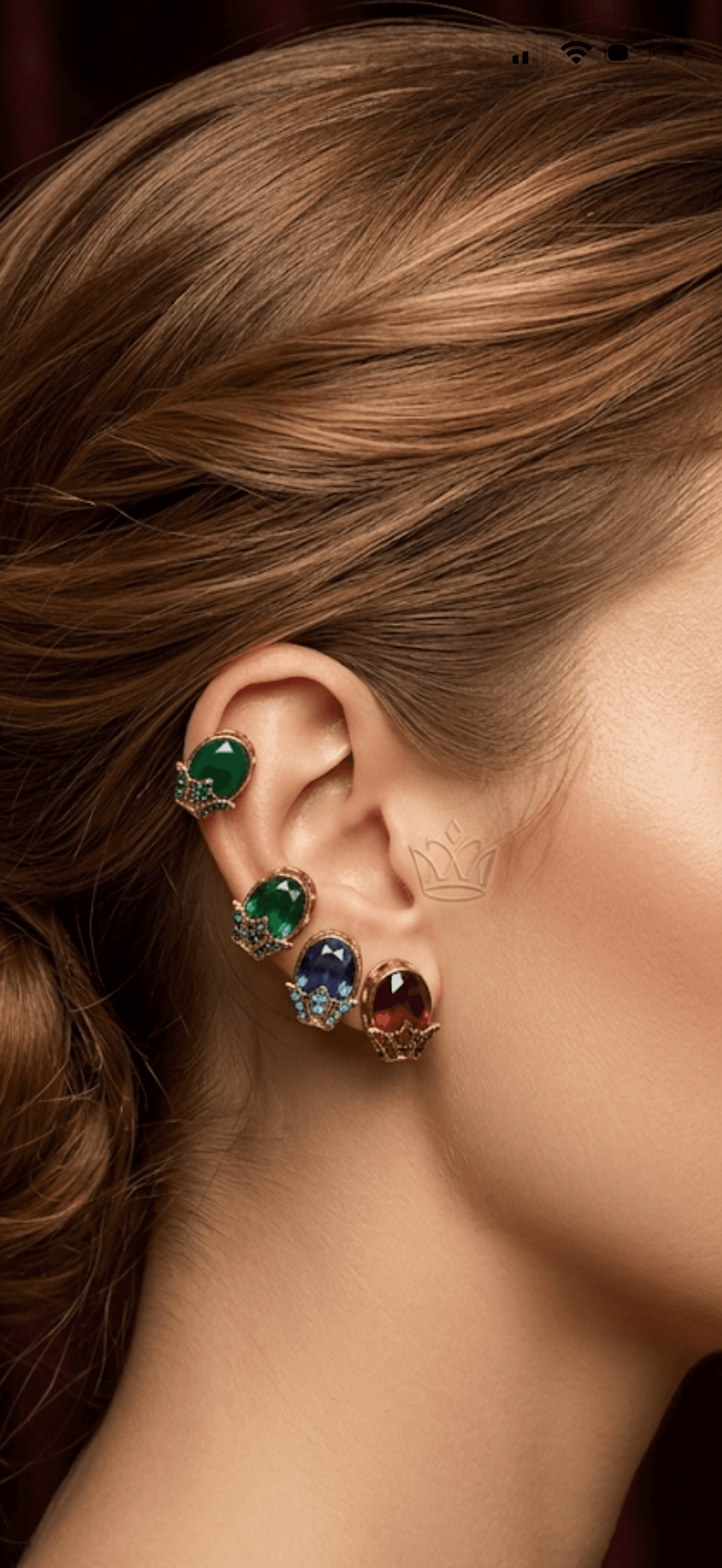 Regal Gemstone Crown Ear Climber Set