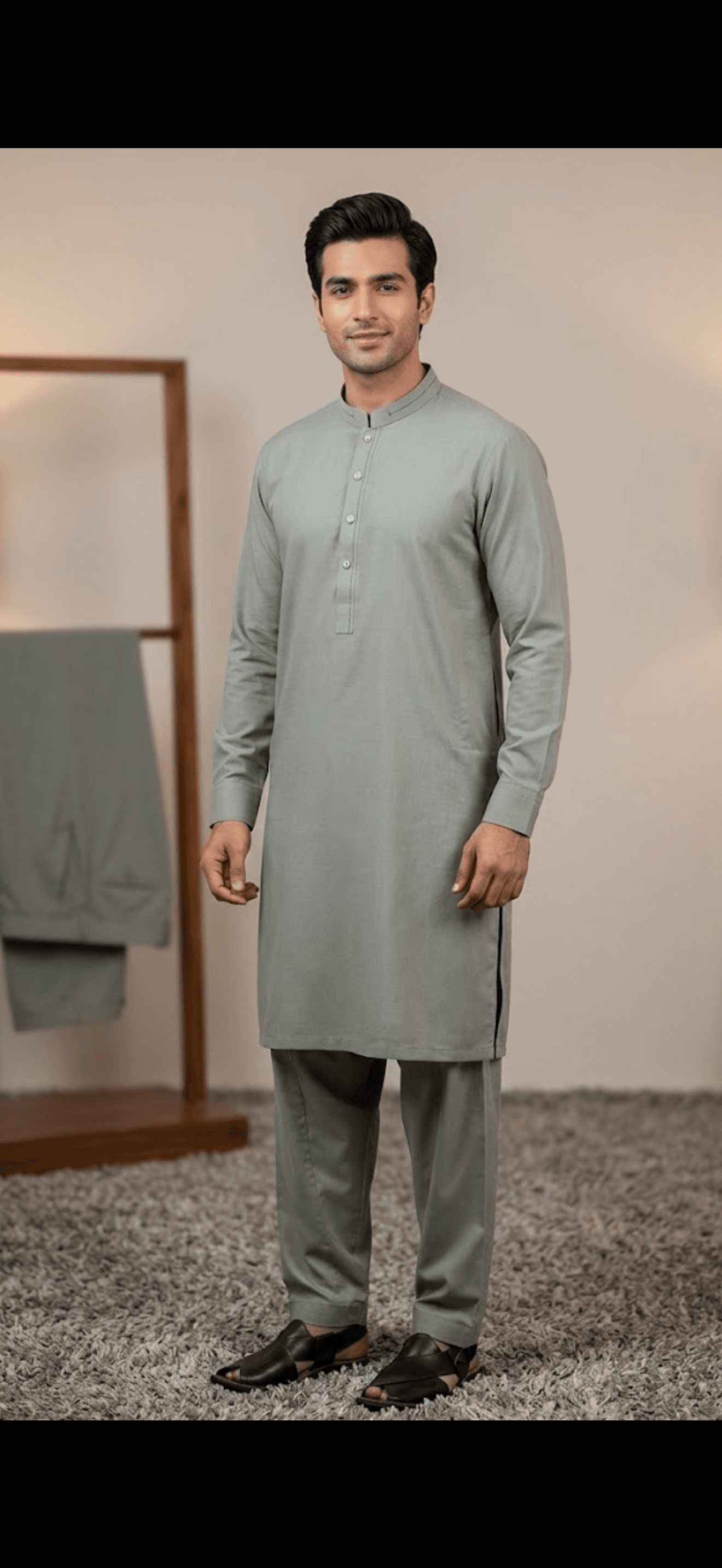Classic Band Collar Cotton Kurta Set