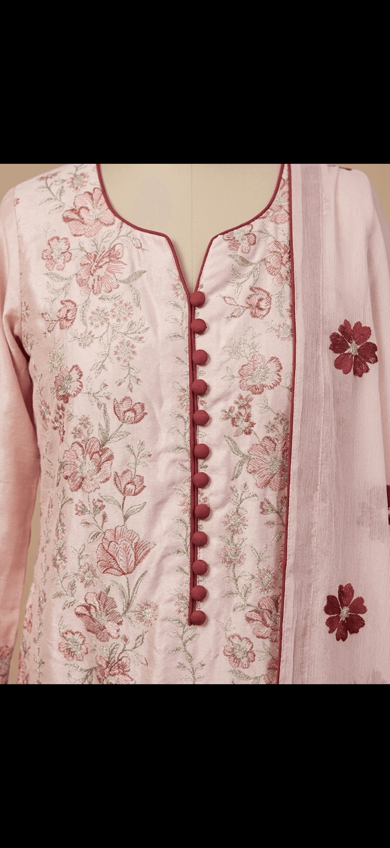 Blush Pink Embroidered Kurta with Dupatta